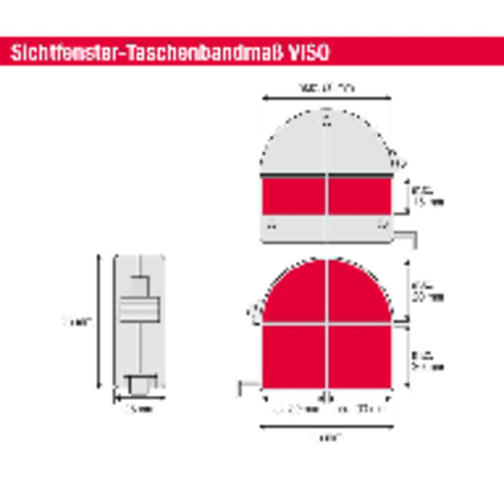 Sichtfenster Taschenbandmass VISO 3 M , rot, Polyamid, 6,50cm x 2,50cm x 6,50cm (Länge x Höhe x Breite), Bild 3