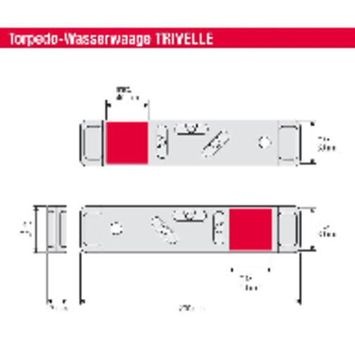 Wasserwaage Trivelle 20 Cm , rot, ABS-Kunststoff, 20,00cm x 1,70cm x 4,20cm (Länge x Höhe x Breite), Bild 4