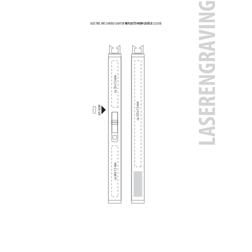 Lichtbogen-Stabfeuerzeug REEVES-NEW CASTLE , Reeves, silber/schwarz, Aluminium, Kunststoff, 175,00cm x 15,60cm x 15,60cm (Länge x Höhe x Breite), Bild 2