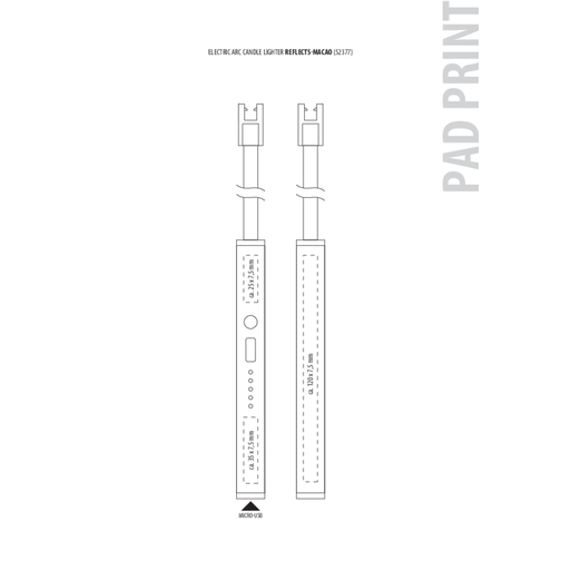 Lichtbogen-Stabfeuerzeug REEVES-MACAO , Reeves, schwarz, Kunststoff, Edelstahl, 25,20cm x 1,20cm x 1,50cm (Länge x Höhe x Breite), Bild 2