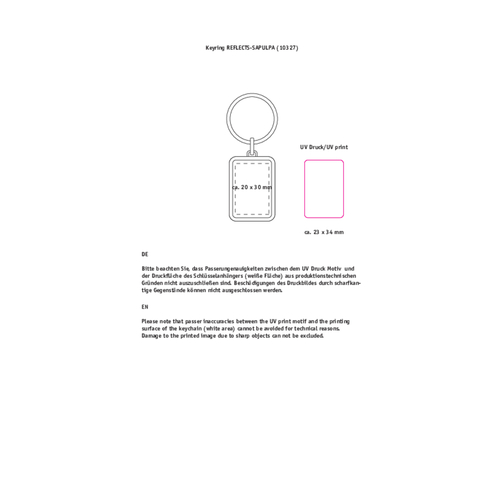 Schlüsselanhänger REFLECTS-SAPULPA , Reflects, silber, weiß, Metall, 7,00cm x 0,30cm x 2,80cm (Länge x Höhe x Breite), Bild 2