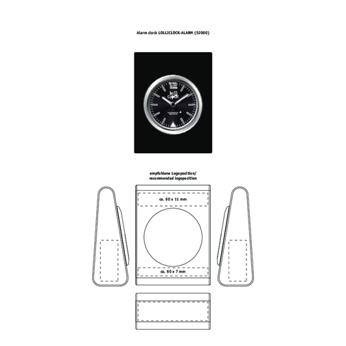 Alarmuhr LOLLICLOCK-ALARM , lolliclock, schwarz, Kunststoff, 8,50cm x 3,10cm x 6,60cm (Länge x Höhe x Breite), Bild 2