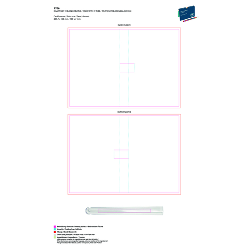 Karte Reagenzgläschen , Karton/Glas, 9,30cm x 1,70cm x 14,80cm (Länge x Höhe x Breite), Bild 2
