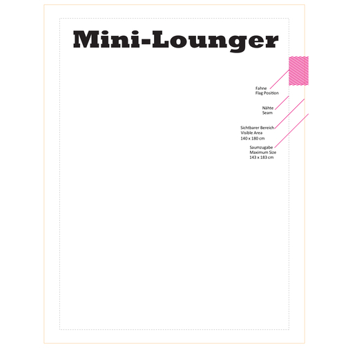 Sitzsack Mini Lounger, Inkl. Einseitigem Digitaldruck , weiß, 40% Repreve® / 60% Polyester, 130,00cm x 20,00cm x 100,00cm (Länge x Höhe x Breite), Bild 4