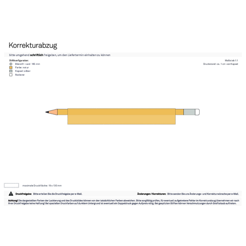 Bleistift, Natur, Rund, Mit Radierer , schwarz, Holz, 18,50cm x 0,70cm x 0,70cm (Länge x Höhe x Breite), Bild 3