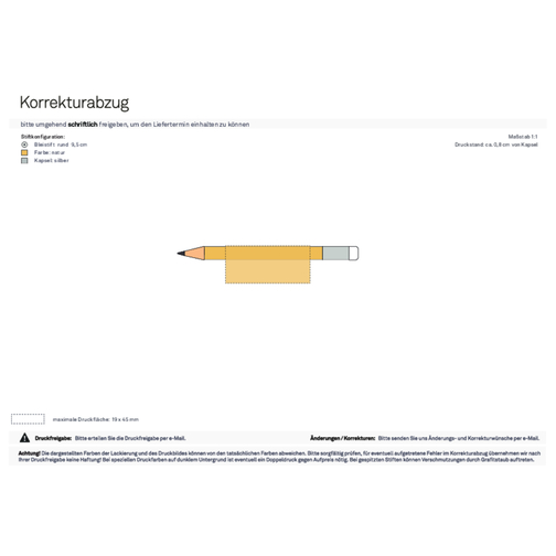 Bleistift, Natur, Rund, Mit Radierer, Kurz , rot, Holz, 9,50cm x 0,70cm x 0,70cm (Länge x Höhe x Breite), Bild 3
