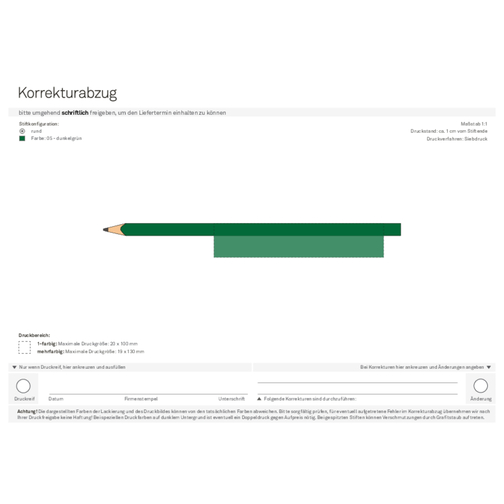 Bleistift, Lackiert, Rund , dunkelgrün, Holz, 17,50cm x 0,70cm x 0,70cm (Länge x Höhe x Breite), Bild 4