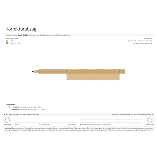 Bleistift, Lackiert, Rund , gold, Holz, 17,50cm x 0,70cm x 0,70cm (Länge x Höhe x Breite), Bild 4