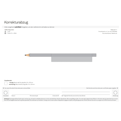 Bleistift, Lackiert, Rund , silber, Holz, 17,50cm x 0,70cm x 0,70cm (Länge x Höhe x Breite), Bild 4