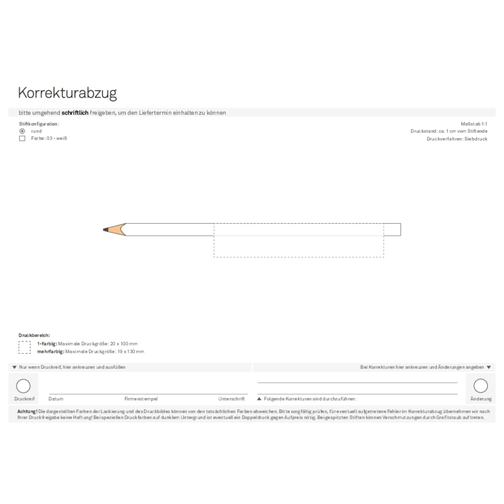 Bleistift, Lackiert, Rund , weiß, Holz, 17,50cm x 0,70cm x 0,70cm (Länge x Höhe x Breite), Bild 4