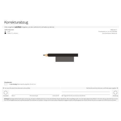 Bleistift, Lackiert, Rund, Kurz , schwarz, Holz, 8,50cm x 0,70cm x 0,70cm (Länge x Höhe x Breite), Bild 4