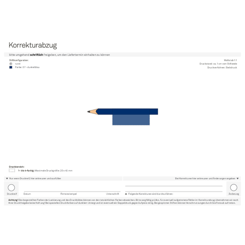 Bleistift, Lackiert, Rund, Kurz , dunkelblau, Holz, 8,50cm x 0,70cm x 0,70cm (Länge x Höhe x Breite), Bild 4