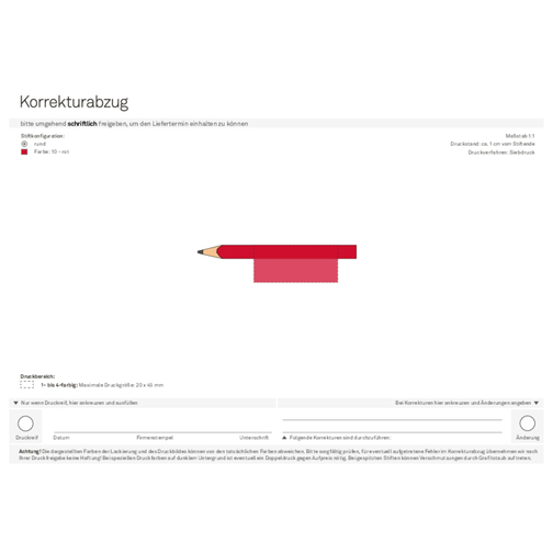 Bleistift, Lackiert, Rund, Kurz , rot, Holz, 8,50cm x 0,70cm x 0,70cm (Länge x Höhe x Breite), Bild 4