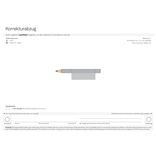 Bleistift, Lackiert, Rund, Kurz , silber, Holz, 8,50cm x 0,70cm x 0,70cm (Länge x Höhe x Breite), Bild 4