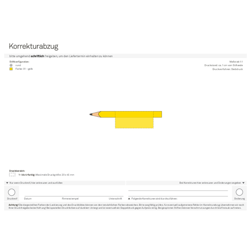 Bleistift, Lackiert, Rund, Kurz , gelb, Holz, 8,50cm x 0,70cm x 0,70cm (Länge x Höhe x Breite), Bild 4