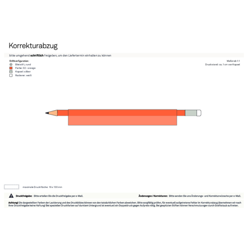Bleistift Rund, Lackiert, Mit Radierer , orange, Radierer weiss, Holz, 18,50cm x 0,70cm x 0,70cm (Länge x Höhe x Breite), Bild 5