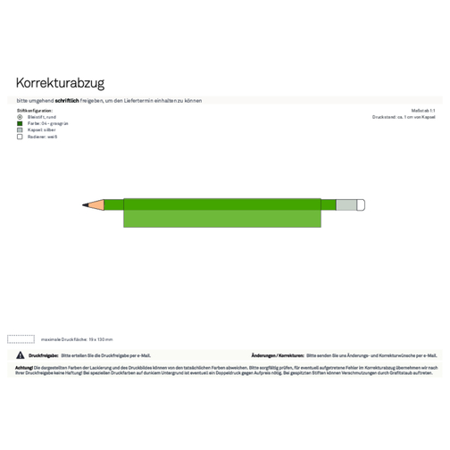 Bleistift Rund, Lackiert, Mit Radierer , grün/weiss, Holz, 18,50cm x 0,70cm x 0,70cm (Länge x Höhe x Breite), Bild 4