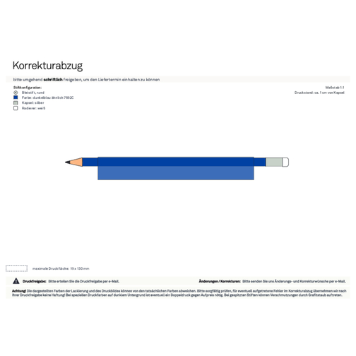 Bleistift Rund, Lackiert, Mit Radierer , blau/weiß, Holz, 18,50cm x 0,70cm x 0,70cm (Länge x Höhe x Breite), Bild 4
