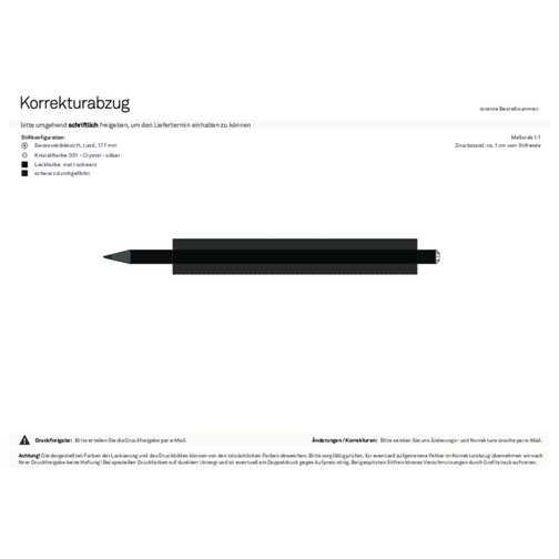Schwarzer Bleistift Mit Original Preciosa®-Kristall , schwarz, Kristall transparent, Holz, 17,70cm x 0,70cm x 0,70cm (Länge x Höhe x Breite), Bild 2