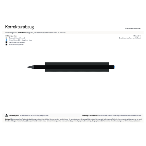 Schwarzer Bleistift Mit Original Preciosa®-Kristall , schwarz, Kristall blau, Holz, 17,70cm x 0,70cm x 0,70cm (Länge x Höhe x Breite), Bild 2
