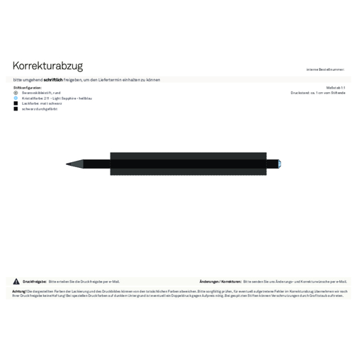Schwarzer Bleistift Mit Original Preciosa®-Kristall , schwarz, Kristall hellblau, Holz, 17,70cm x 0,70cm x 0,70cm (Länge x Höhe x Breite), Bild 2