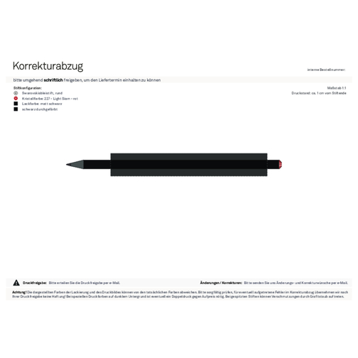 Schwarzer Bleistift Mit Original Preciosa®-Kristall , schwarz, Kristall rot, Holz, 17,70cm x 0,70cm x 0,70cm (Länge x Höhe x Breite), Bild 2