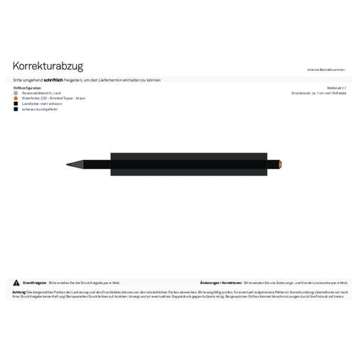Schwarzer Bleistift Mit Original Preciosa®-Kristall , schwarz, Kristall braun, Holz, 17,70cm x 0,70cm x 0,70cm (Länge x Höhe x Breite), Bild 2