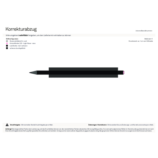 Schwarzer Bleistift Mit Original Preciosa®-Kristall , schwarz, Kristall ros, Holz, 17,70cm x 0,70cm x 0,70cm (Länge x Höhe x Breite), Bild 2