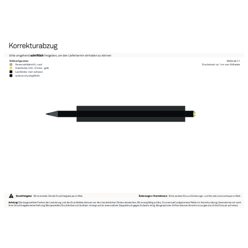 Schwarzer Bleistift Mit Original Preciosa®-Kristall , schwarz, Kristall dunkelgelb, Holz, 17,70cm x 0,70cm x 0,70cm (Länge x Höhe x Breite), Bild 2