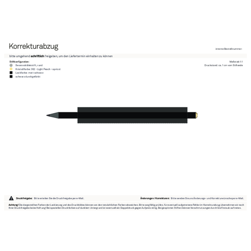 Schwarzer Bleistift Mit Original Preciosa®-Kristall , schwarz, Kristall apricot, Holz, 17,70cm x 0,70cm x 0,70cm (Länge x Höhe x Breite), Bild 2
