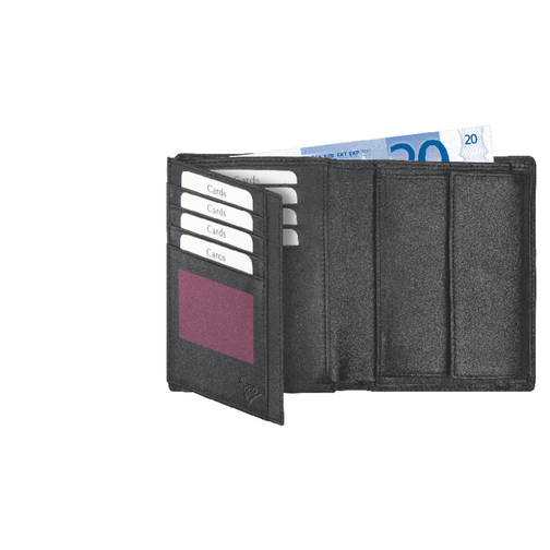 Kombibörse Mit RFID Folie , schwarz, Rindnappaleder, 13,00cm x 9,50cm (Länge x Breite), Bild 4