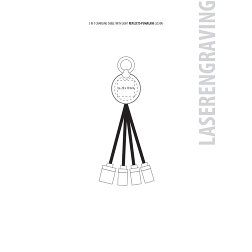3-in-1 Ladekabel Mit Beleuchtung REEVES-PUHALANI , Reeves, schwarz, silber, weiß, Kunststoff, Metall, 15,05cm x 1,20cm x 3,44cm (Länge x Höhe x Breite), Bild 2