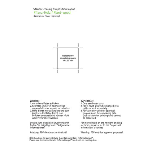 Pflanz-Holz - Standardmotiv - Glücksklee - 1 Seite Gelasert , Papier, Holz, Erde, Saatgut, 4,00cm x 4,00cm x 4,00cm (Länge x Höhe x Breite), Bild 2