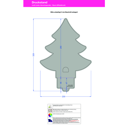 Lindt Lindor Adventsspender 'Baum' , Lindt, Karton, 26,80cm x 4,70cm x 23,00cm (Länge x Höhe x Breite), Bild 4