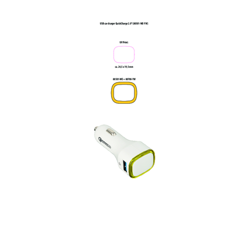 USB-Autoladeadapter Quick Charge 2.0® COLLECTION 500 , Reflects, weiß, Kunststoff, 76,00cm x 26,00cm x 31,00cm (Länge x Höhe x Breite), Bild 2