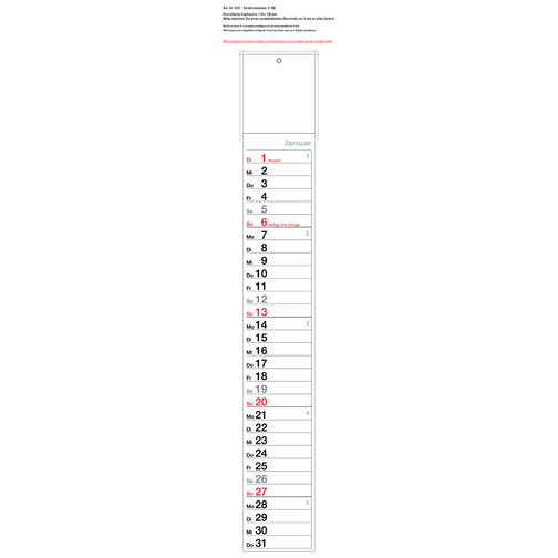 Streifenkalender S-700 , schwarz/rot, Papier, 82,00cm x 11,80cm (Höhe x Breite), Bild 3
