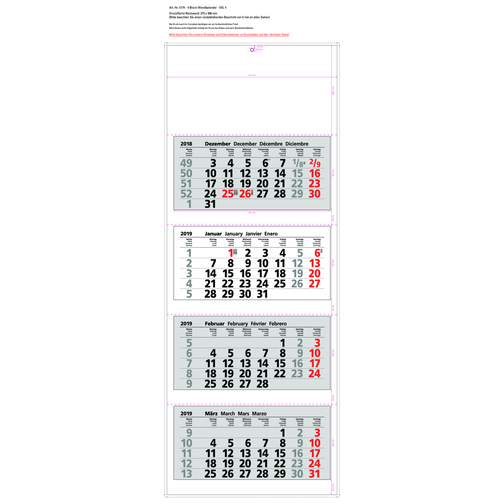 Papierwandkalender 'XXL 4' , schwarz/rot, Papier, 100,00cm x 37,50cm (Höhe x Breite), Bild 2