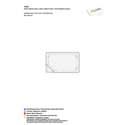 Pfefferminz-Karte , transparent, Kunststoff, 4,80cm x 0,60cm x 7,80cm (Länge x Höhe x Breite), Bild 2