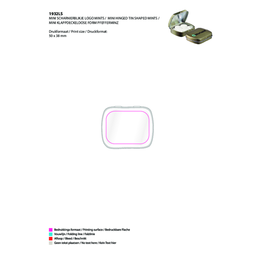 Mini-Klappdeckeldose, Logo Pfefferminz , dunkelgrau, Metall, 4,60cm x 1,85cm x 5,90cm (Länge x Höhe x Breite), Bild 3