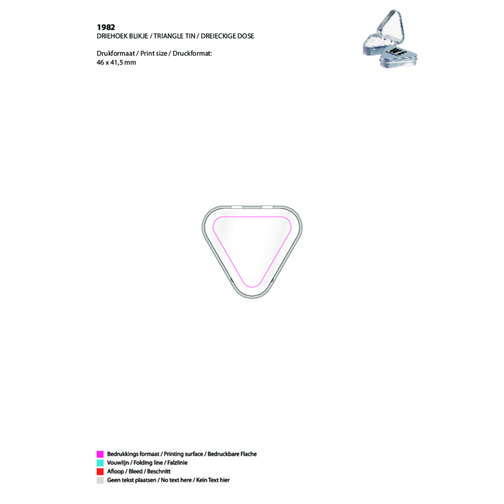 Dreieckige Dose , silber, Metall, 5,50cm x 1,70cm x 5,50cm (Länge x Höhe x Breite), Bild 2