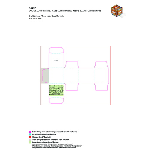 Kleine Box Mit Compli'mints , Karton, 3,00cm x 3,00cm x 3,00cm (Länge x Höhe x Breite), Bild 2