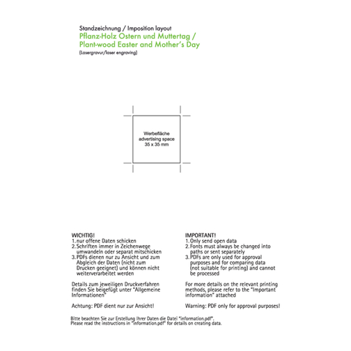 Pflanz-Holz - Standardmotiv - Ostern - Ohne Lasergravur , Papier, Holz, Erde, Saatgut, 4,00cm x 4,00cm x 4,00cm (Länge x Höhe x Breite), Bild 3
