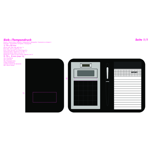 Taschenrechner-Etui , schwarz, silber, KL+PLAS+PAP, 1,60cm x 0,23cm x 1,20cm (Länge x Höhe x Breite), Bild 5
