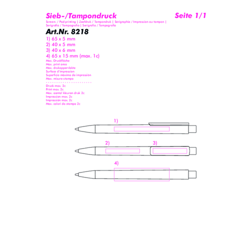 Druckkugelschreiber 'Zeta' , schwarz, weiß, ABS, 14,10cm (Länge), Bild 4