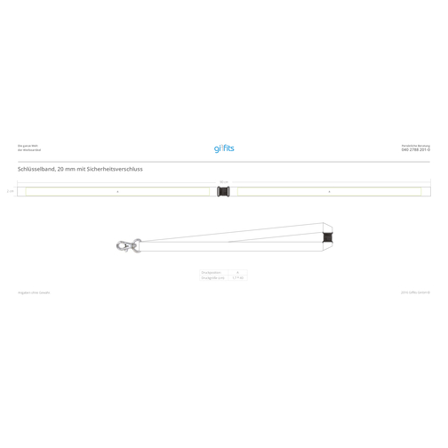 Schlüsselband Standard , Promo Effects, schwarz, Polyester, 92,00cm x 2,00cm (Länge x Breite), Bild 3