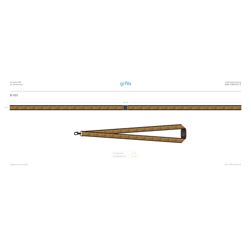 Schlüsselband Cork , Promo Effects, nach Wunsch, Polyester/Kork, 48,00cm x 2,00cm (Länge x Breite), Bild 5