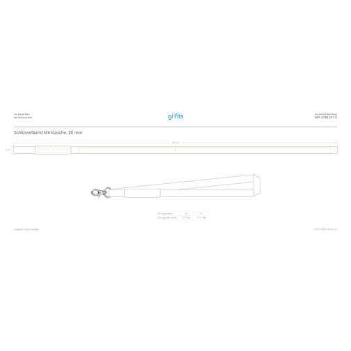 Schlüsselband Minitasche , Promo Effects, Polyester, 90,00cm x 2,00cm (Länge x Breite), Bild 4