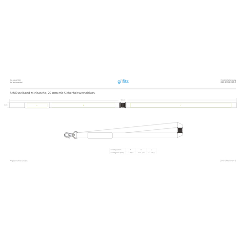 Schlüsselband Minitasche , Promo Effects, Polyester, 105,00cm x 2,00cm (Länge x Breite), Bild 5