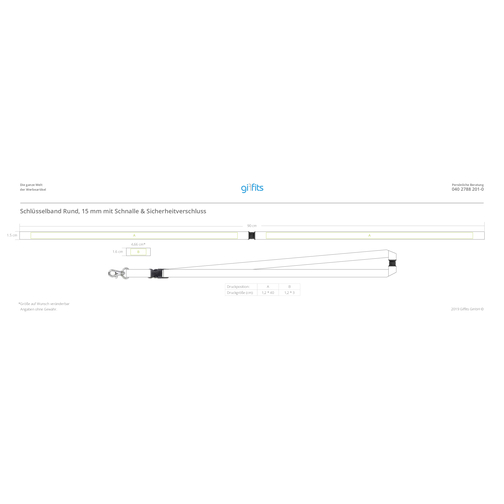 Schlüsselband Rund , Promo Effects, Polyester, 105,00cm x 1,50cm (Länge x Breite), Bild 5