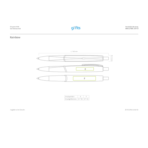 Kugelschreiber Rainbow , Promo Effects, grün / weiß, Kunststoff/Metall, 14,00cm (Länge), Bild 2